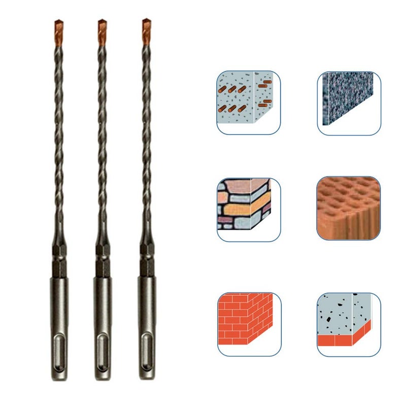 DRILLFORCE 36PC, 3/16" x 7" with 1/4" SDS Plus Hex Rotary Hammer Drill Bits for Concrete Screw, Rotary Drill Bit 3/16, SDS Plus Bits (3/16 x 7,36) - Image 3